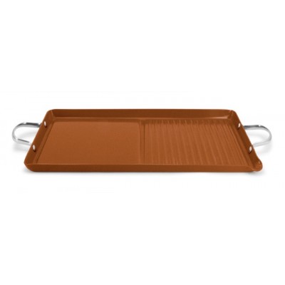 Ecopan BBQ  46 x 25cm Double Burner Grill/Griddle Bronze